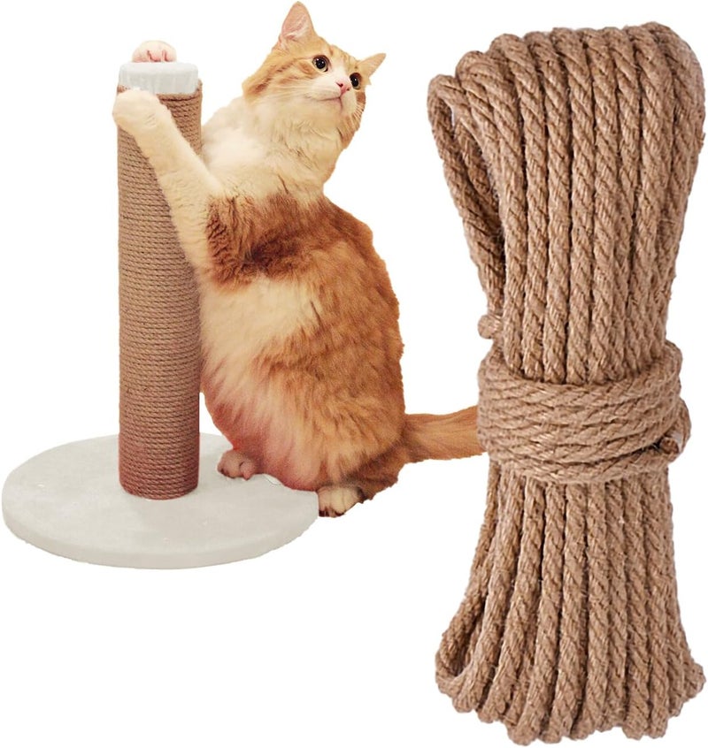 THAMIAO Nature Hemp Rope, Sisal Rope for Cat Scratcher, Cat Scratching Post Replacement, Heavy Duty Jute Twine for Cat Tree and Tower, DIY (1/4 inch, 50 FT) - Image 1